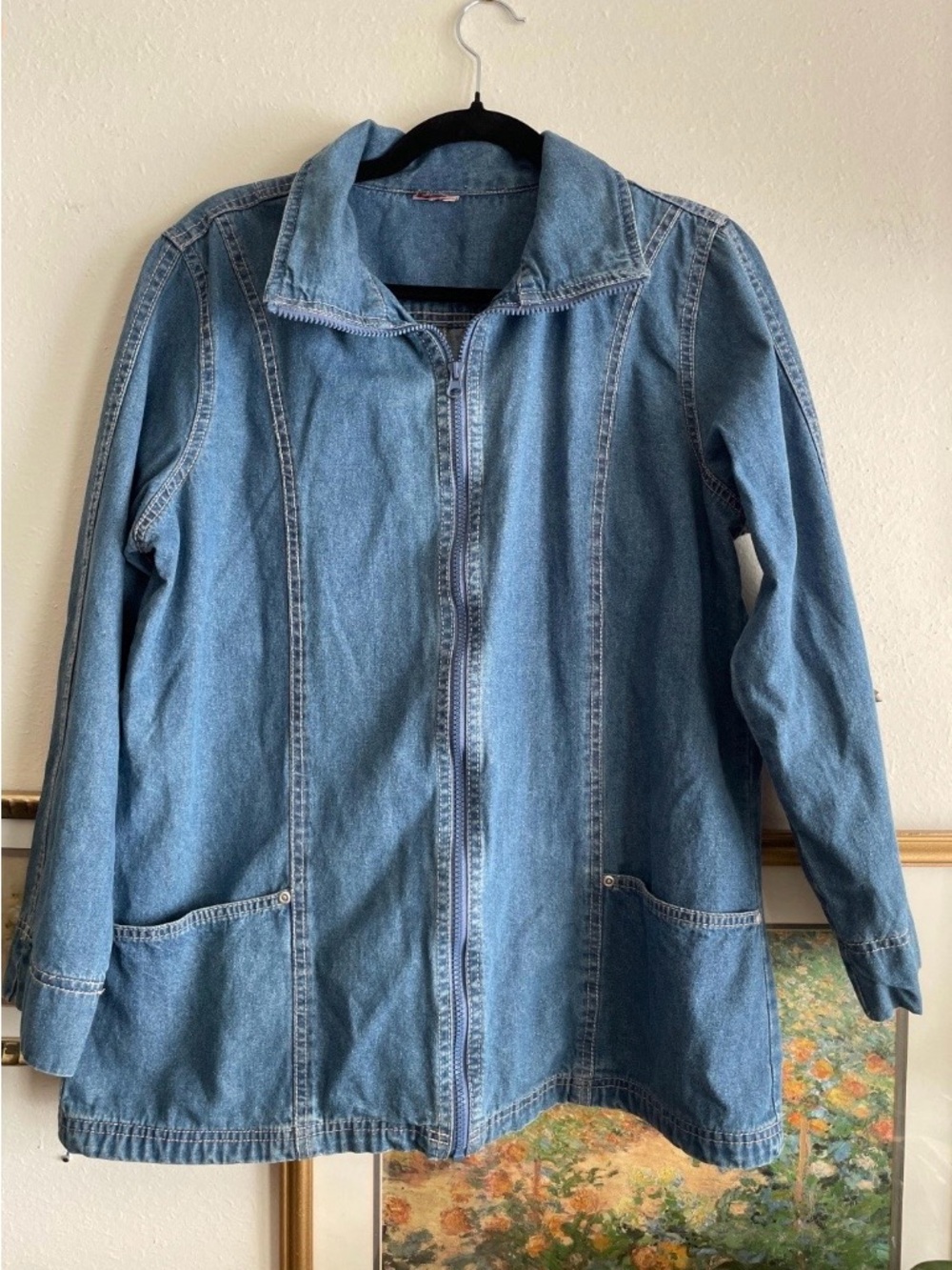 Light Blue Denim Zip-Front Women's Jacket